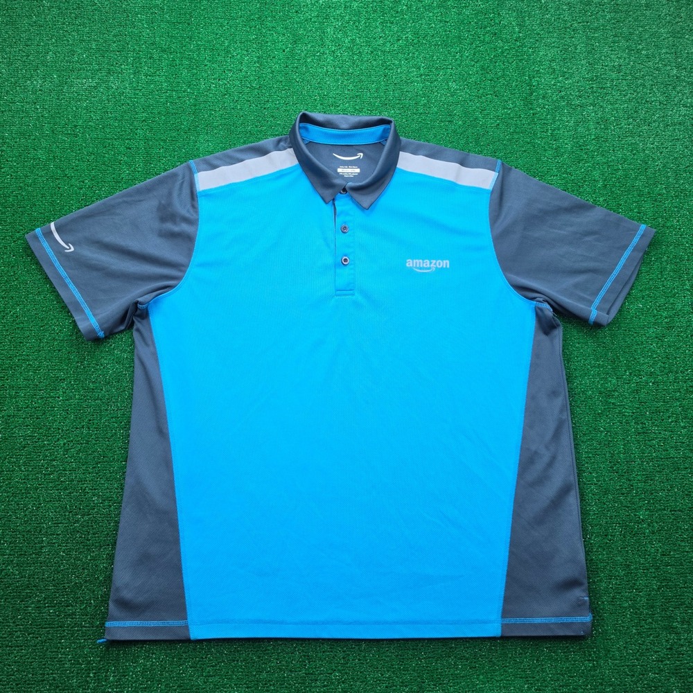 Amazon Polo Shirt Mens 2XL Blue Employee Uniform Work Short Sleeve Active